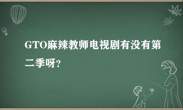 GTO麻辣教师电视剧有没有第二季呀？