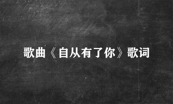 歌曲《自从有了你》歌词