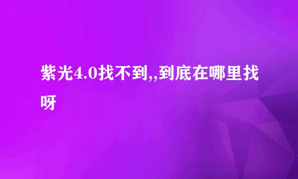 紫光4.0找不到,,到底在哪里找呀