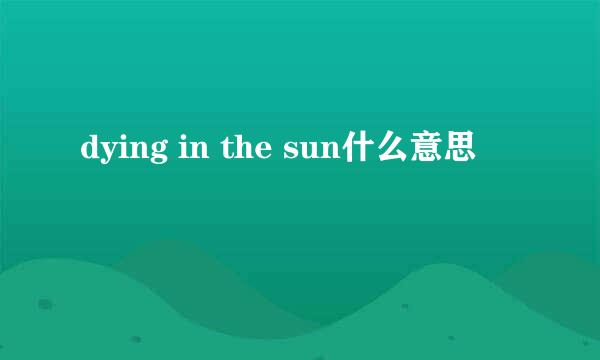 dying in the sun什么意思