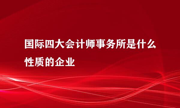 国际四大会计师事务所是什么性质的企业