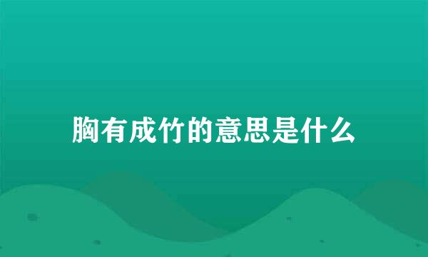 胸有成竹的意思是什么