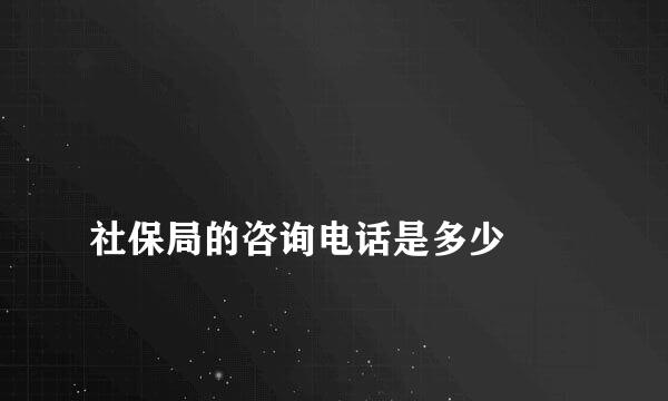 
社保局的咨询电话是多少
