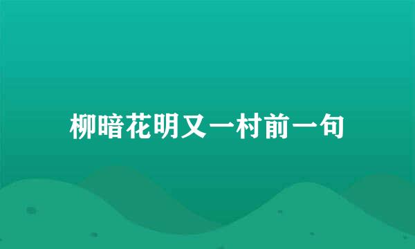 柳暗花明又一村前一句