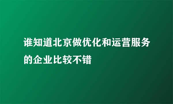 谁知道北京做优化和运营服务的企业比较不错