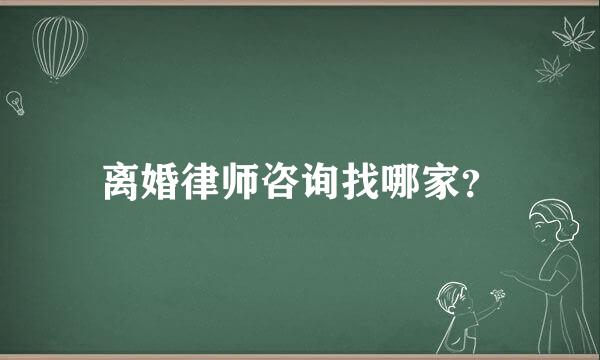 离婚律师咨询找哪家？