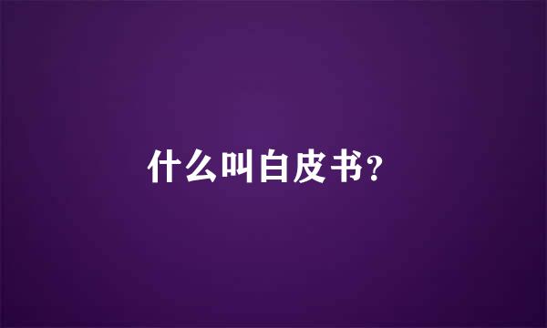 什么叫白皮书？