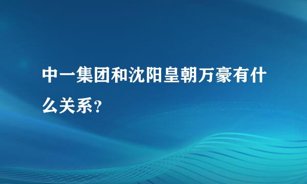 中一集团和沈阳皇朝万豪有什么关系？