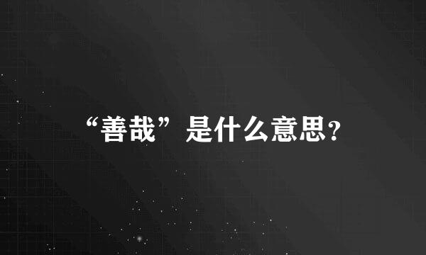 “善哉”是什么意思？