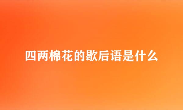 四两棉花的歇后语是什么