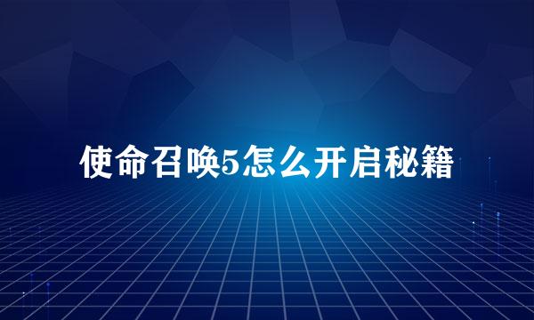 使命召唤5怎么开启秘籍