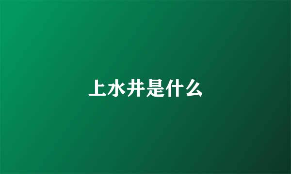 上水井是什么