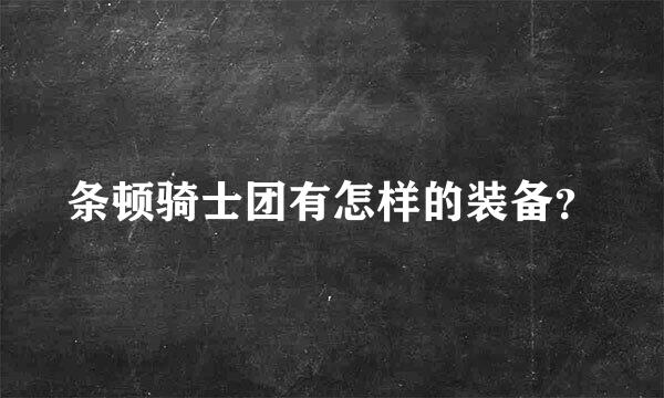 条顿骑士团有怎样的装备？