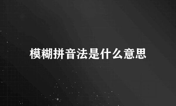 模糊拼音法是什么意思