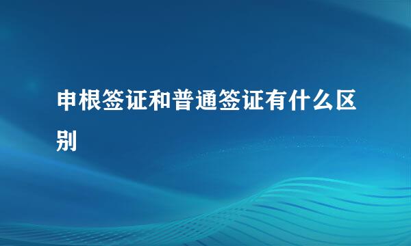 申根签证和普通签证有什么区别