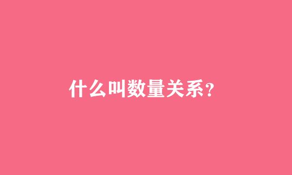 什么叫数量关系？