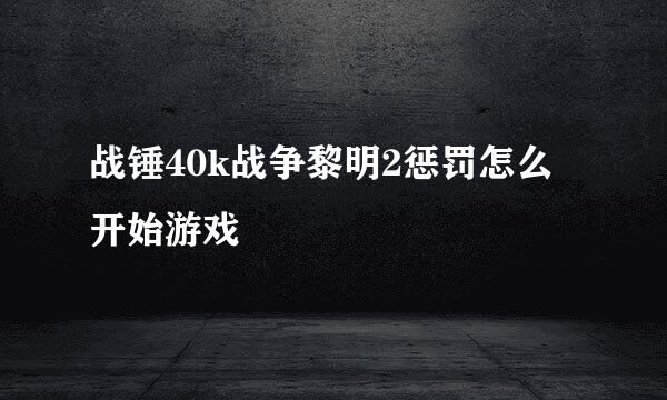 战锤40k战争黎明2惩罚怎么开始游戏