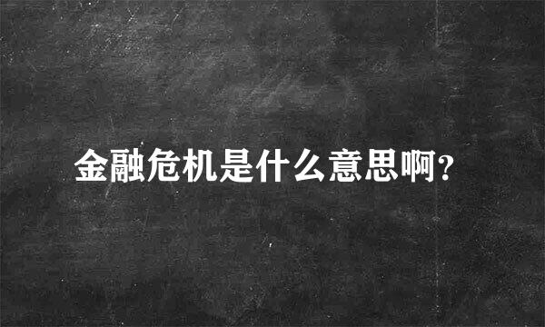 金融危机是什么意思啊？