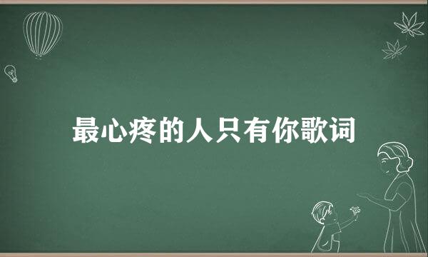 最心疼的人只有你歌词