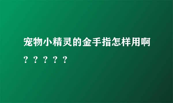 宠物小精灵的金手指怎样用啊？？？？？