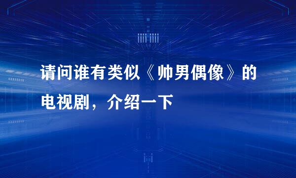 请问谁有类似《帅男偶像》的电视剧，介绍一下