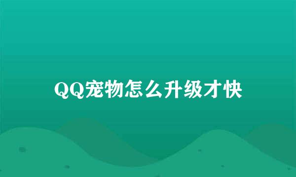 QQ宠物怎么升级才快