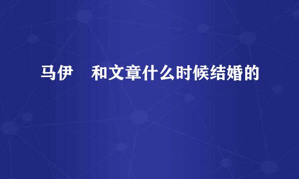 马伊琍和文章什么时候结婚的