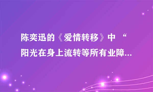 陈奕迅的《爱情转移》中 “阳光在身上流转等所有业障被原谅”是什么意思