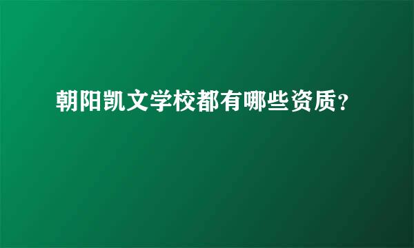 朝阳凯文学校都有哪些资质？