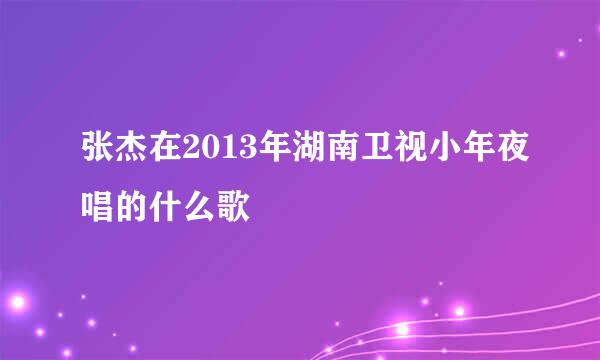 张杰在2013年湖南卫视小年夜唱的什么歌