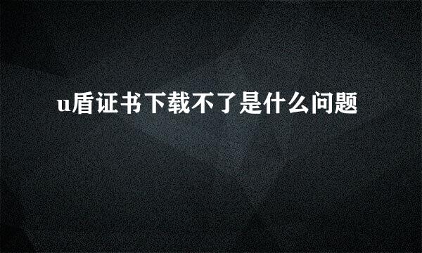 u盾证书下载不了是什么问题