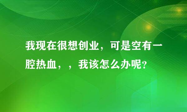 我现在很想创业，可是空有一腔热血，，我该怎么办呢？