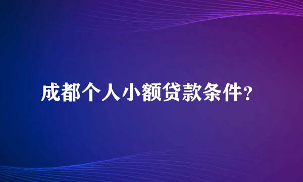 成都个人小额贷款条件？