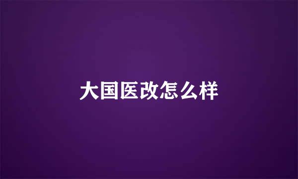 大国医改怎么样