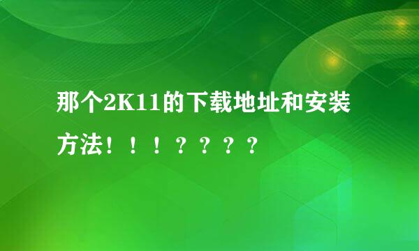 那个2K11的下载地址和安装方法！！！？？？？