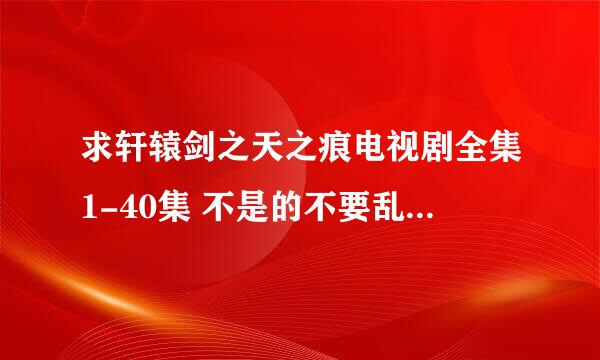 求轩辕剑之天之痕电视剧全集1-40集 不是的不要乱发 能看能下载