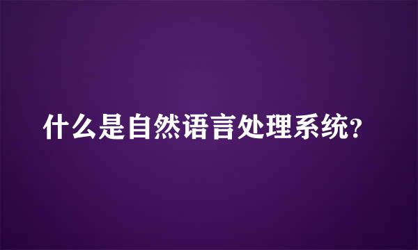 什么是自然语言处理系统？