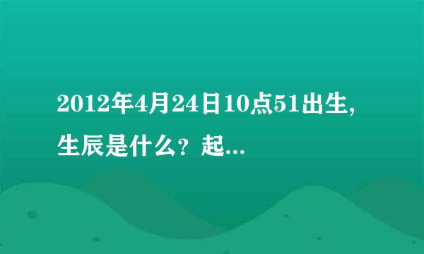 2012年4月24日10点51出生,生辰是什么？起哪些字为名字好啊？谢谢！