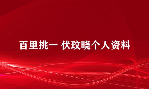 百里挑一 伏玟晓个人资料