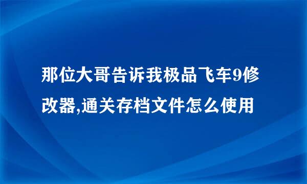 那位大哥告诉我极品飞车9修改器,通关存档文件怎么使用