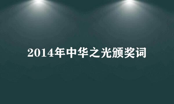 2014年中华之光颁奖词