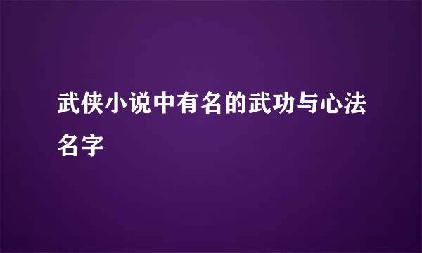 武侠小说中有名的武功与心法名字