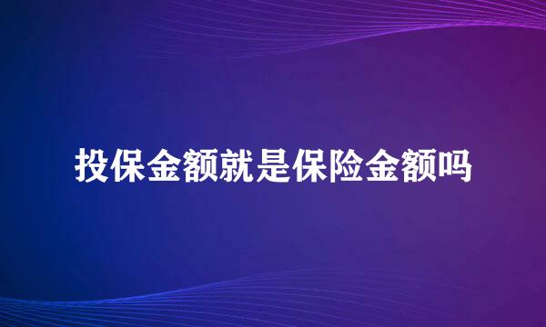 投保金额就是保险金额吗