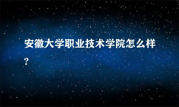 安徽大学职业技术学院怎么样?