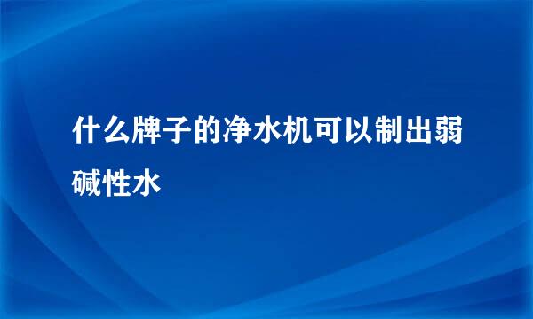 什么牌子的净水机可以制出弱碱性水