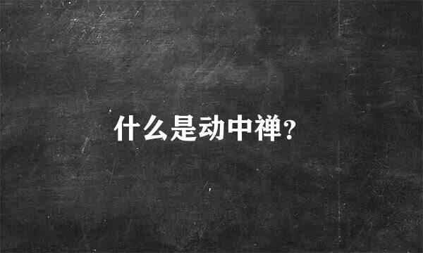 什么是动中禅？