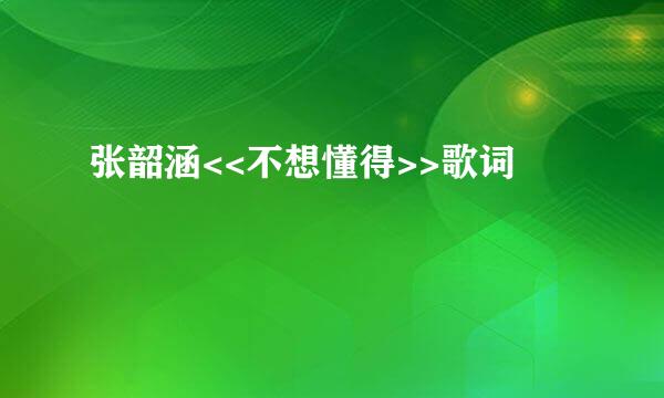 张韶涵<<不想懂得>>歌词