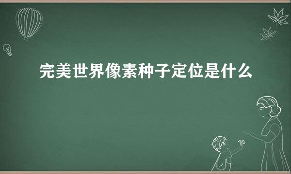 完美世界像素种子定位是什么