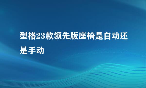 型格23款领先版座椅是自动还是手动