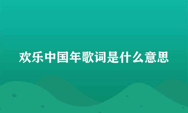 欢乐中国年歌词是什么意思